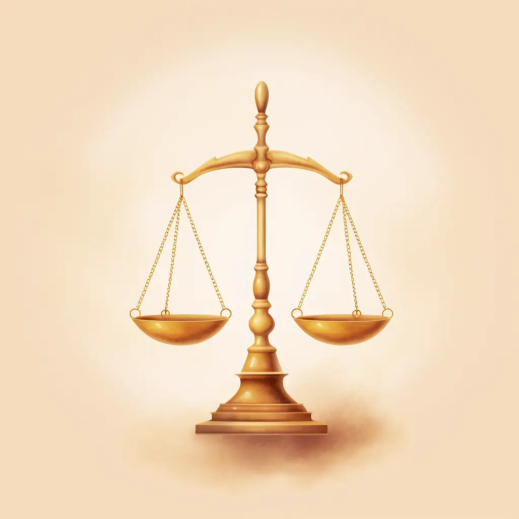 Recht in Pastellfarben: Ein kreatives Symbol. Ein Symbol für die Gerechtigkeit in einem hellen und glänzenden Hintergrund: Eine originelle Kunst.